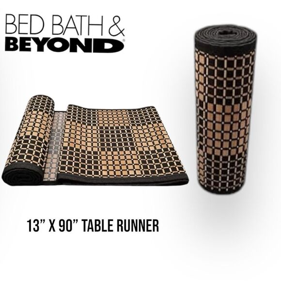 Bed Bath & Beyond Bamboo Table Runner in Black Checkers 13” X 90” - Picture 15 of 15